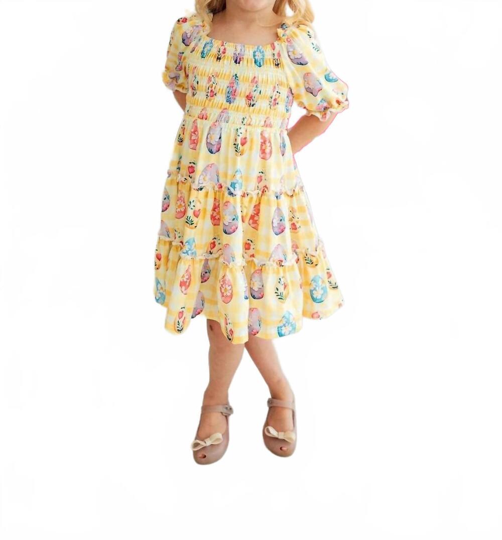 NEW MILA & ROSE easter picnic smocked ruffle dress in multi